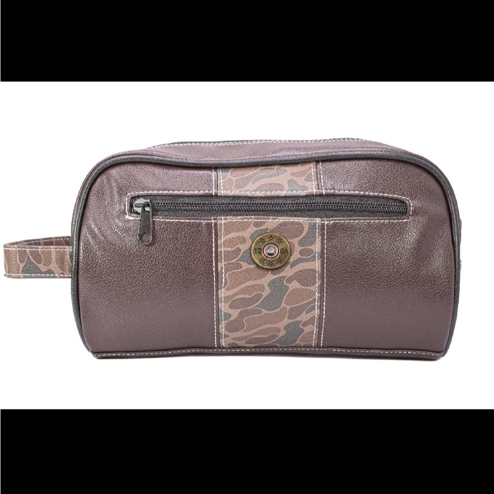 Zep-Pro Brown Tan Shot Shell Pebble Old School Camo Men's Toiletry Dopp Bag